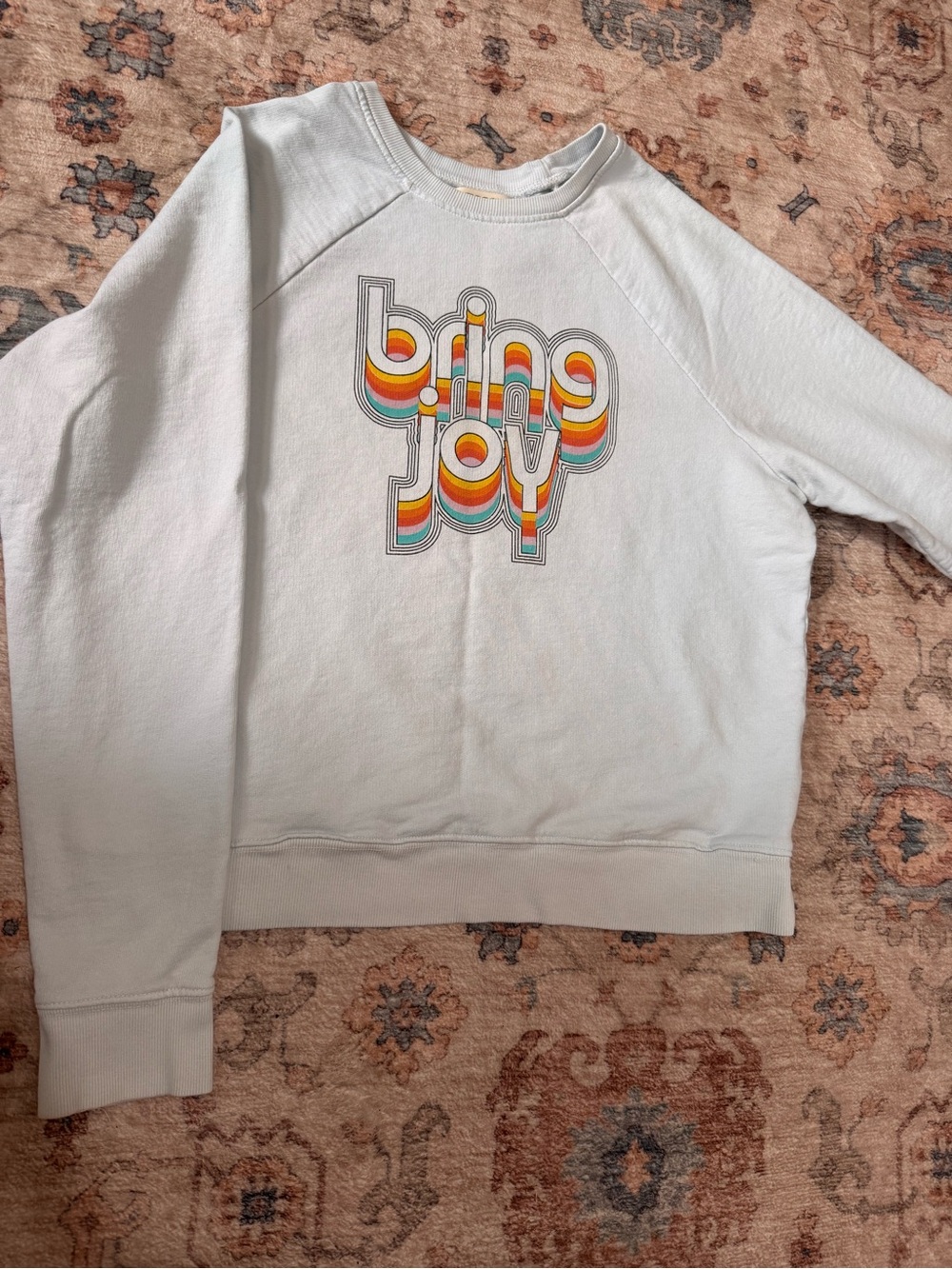 Anthropologie "Bring Joy" Graphic Sweatshirt - Light Blue - Size Small - Picture 2 of 4